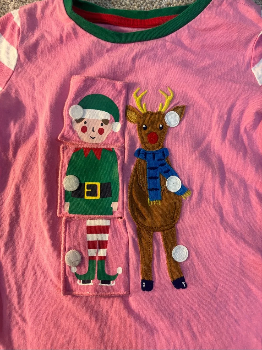 Mini Boden Pink Toddler Girls Christmas T Shirt 2-3 Lift Flap Santa Elf reindeer